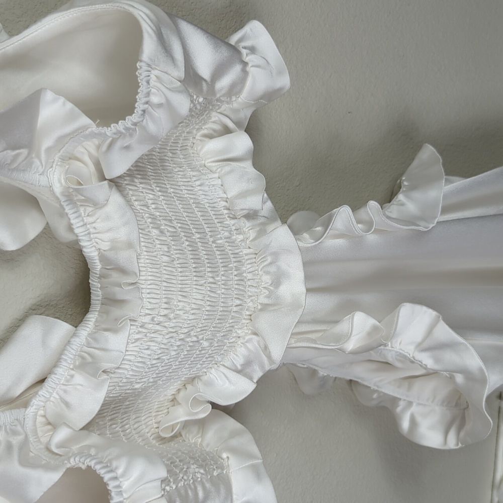 Show Me Your Mumu Lane Midi Dress Womens XL White Ivory Satin Dress - Picture 7 of 13